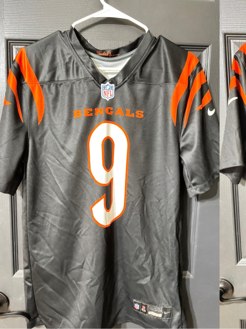 Nike Black and Orange Burrow #9 Football Jersey